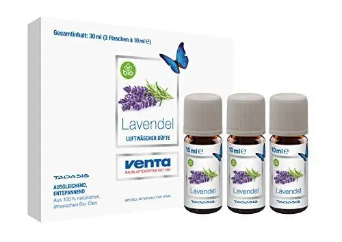 Produktbild: Venta Bio-Duft Lavendel, 100 % Natürliche Ätherische Bio-Öle, 3 x 10 ml