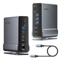 Produktbild: VENTION Docking Station Dual Monitor 16-in-1 Triple Display USB-C Laptop Dockingstation für Windows PC, Thunderbolt 3/4, Dell, HP, mit Dual 4K HDMI, DP, 10Gbps USB, RJ45, 100W PD, Audio, SD/TF