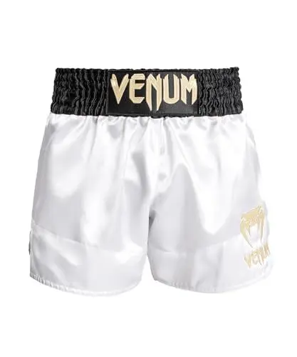 Produktbild: Venum Herren Classic Muay Thaibox Shorts, Weiß/Gold/Schwarz, XL Slim Kurz EU