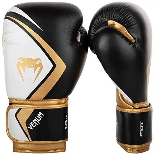 Produktbild: Venum Contender 2.0 Boxhandschuhe, Unisex, Erwachsene, Schwarz/Weiß-Gold, 454 g