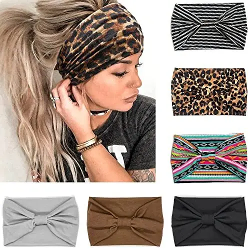 Produktbild: VENUSTE Boho Breite Stirnband Damen, Geknotete Stirnbänder für Erwachsene Frauen, Haar-Accessoires, 6 Stück