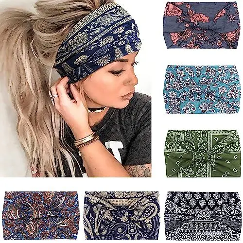 Produktbild: VENUSTE Breite Stirnbänder für Damenhaar, modische geknotete Stirnbänder für Erwachsene und Frauen, Haar-Accessoires, 6 Stück (Boho)