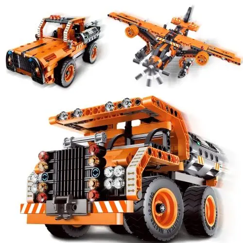 Produktbild: VEPOWER City Konstruktionsspielzeug Bauset ab 6+ Kinder,3 in 1 Technic Flugzeug Kipplaster Transportwagen Bausteine Spielzeug,361 PCS Kreative Geschenk für Jungen Mädchen