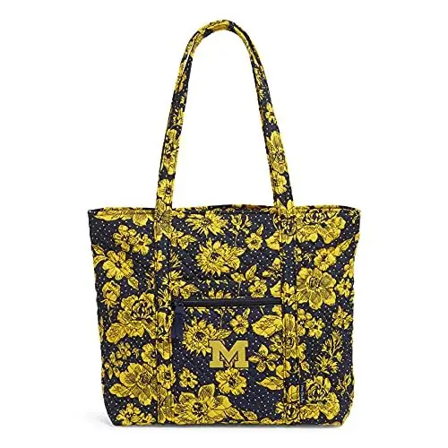 Produktbild: Vera Bradley Collegiate Vera Tragetasche aus Baumwolle (mehrere Teams erhältlich), University of Michigan Regengarten, recycelte Baumwolle, Marineblau/Gold, Einheitsgröße