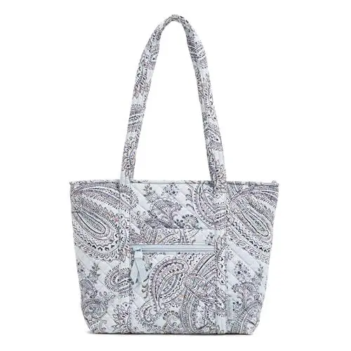 Produktbild: Vera Bradley Damen Kleine Vera Tragetasche aus Baumwolle Handtasche, Soft Sky Paisley