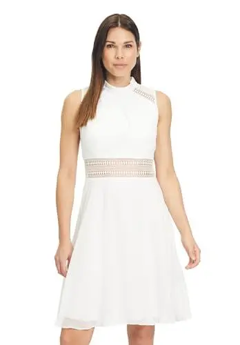Produktbild: Vera Mont Damen Cocktailkleid mit Spitzeneinsatz Ivory White,38