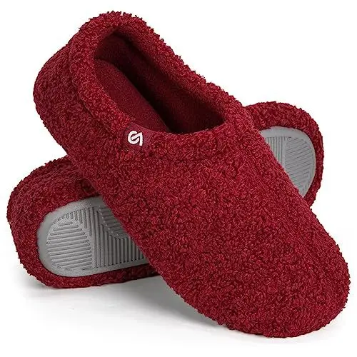 Produktbild: VeraCosy Damen Memory Foam Plüsch Hausschuhe Antirutsch Pantoffeln Mit Polarvlies-Futter, 38/39 EU, Rot