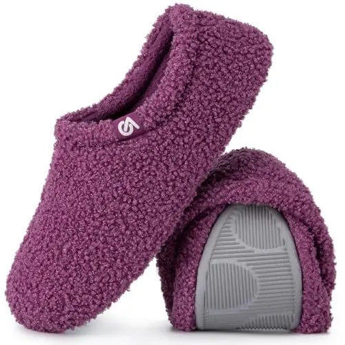 Produktbild: VeraCosy Damen Memory Foam Plüsch Hausschuhe Antirutsch Pantoffeln Mit Polarvlies-Futter, 38/39 EU, Violett