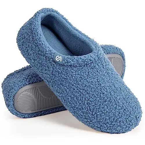 Produktbild: VeraCosy Damen Memory Foam Plüsch Hausschuhe Antirutsch Pantoffeln Mit Polarvlies-Futter, 38/39 EU, Blau