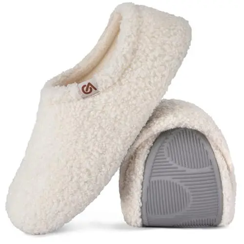 Produktbild: VeraCosy Damen Memory Foam Plüsch Hausschuhe Antirutsch Pantoffeln Mit Polarvlies-Futter, 39.5 EU, Milch weiß