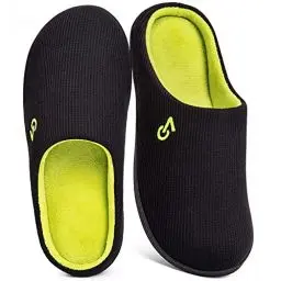 Produktbild: VeraCosy Herren Zweifarbige Hausschuhe Memory Schaum Pantoffeln, Schwarz/Lime, 44/45 EU
