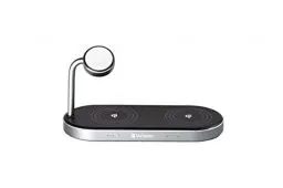 Produktbild: Verbatim 3-in-1 Qi MFi Dual Wireless Charger WCS-03, für iPhone, Apple Watch & Qi-fähige Geräte, Handy Ständer mit induktiver Ladestation, kabelloses Ladegerät für Apple, Samsung und mehr
