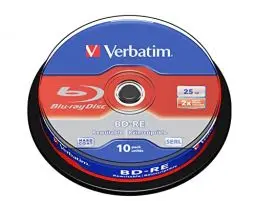 Produktbild: Verbatim BD-RE Single Layer Blu-ray Rohlinge 25 GB, Blu-ray-Disc mit 2-facher Schreibgeschwindigkeit, mit Kratzschutz, 10er-Pack Spindel, Blu-ray-Disks für Video- und Audiodateien