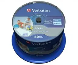 Produktbild: Verbatim BD-R SL Datalife 25 GB - Blu-Ray-Disk - 6-fache Brenngeschwindigkeit - Groß bedruckbar - Hardcoat Scratch Guard - Spindel - 50er Pack