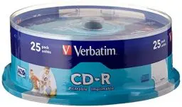 Produktbild: Verbatim CD-R AZO Wide Inkjet Printable 700 MB, 25er Pack Spindel, CD Rohlinge, 52-fache Brenngeschwindigkeit mit langer Lebensdauer, leere CDs bedruckbar, Audio CD Rohling