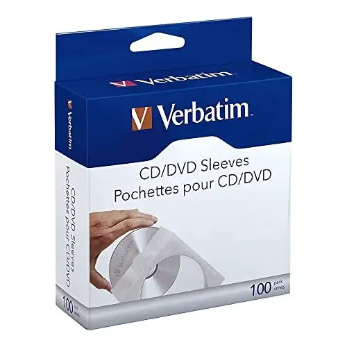Produktbild: Verbatim CD Umschläge, 100 Stück, CD Hüllen, Hüllen für CD Rohlinge, Schutz vor Staub & Schmutz, CD Schutzhüllen mit Sichtfenster, verschließbare Papierhüllen für CD & DVD & Blu-Ray