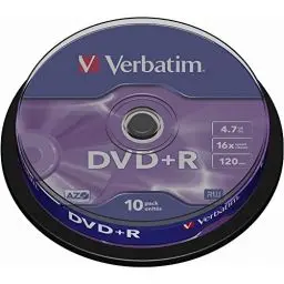 Produktbild: Verbatim DVD+R 16x Matt Silver 4.7GB, 10er Pack Spindel, DVD Rohlinge, 16-fache Brenngeschwindigkeit & Hardcoat Scratch Guard, DVD leer, Rohlinge DVD, DVD Rohlinge Spinde