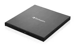 Produktbild: Verbatim External Slimline CD/DVD Writer, USB 3.2 Gen1 mit USB-C Anschluss inkl. USB-C auf USB-A-Kabel, kompaktes Design, Externer DVD-Brenner, Externes CD-Laufwerk, Schlankes Design