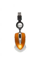 Produktbild: Verbatim Go-Mini optische Travel-Maus, kleine Computermaus mit einziehbarem Kabel, USB-A, USB-Maus mini mit 1000 dpi, für Laptop, Notebook, PC & MAC, kompaktes Design, Volcanic Orange