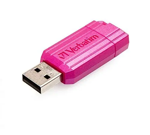 Produktbild: Verbatim PinStripe USB-Stick 32GB, USB 2.0, USB Speicherstick, für Laptop Notebook Ultrabook TV Autoradio, USB 2.0 Stick, Datenstick mit Schiebemechanismus, Hot Pink