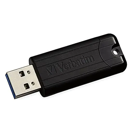 Produktbild: Verbatim PinStripe USB-Stick, 64GB, USB 3.2 Gen 1, USB Speicherstick, externer Speicher für Laptop Notebook Ultrabook TV Autoradio, USB-3, Datenstick mit Schiebemechanismus, schwarz