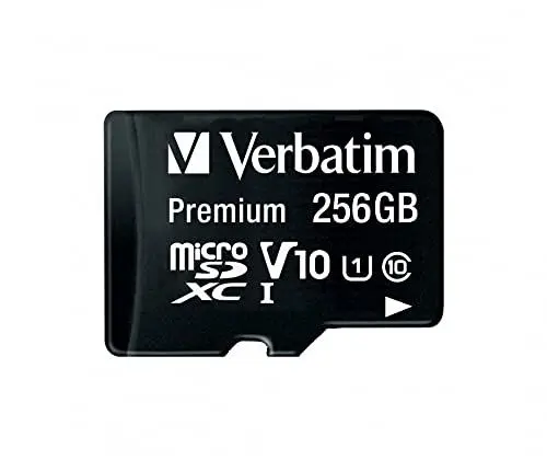Produktbild: Verbatim Premium Micro SDXC Speicherkarte mit Adapter, 256 GB, Datenspeicher für Foto- und Video-Aufnahmen, Micro SD Karte in schwarz, ideal für Handy, Kamera oder Tablet