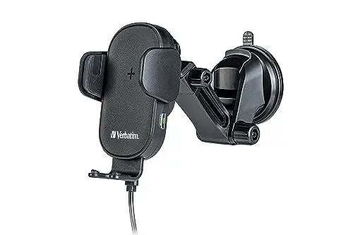 Produktbild: Verbatim Qi Fast Wireless Car Charger FWC-01, Handyhalterung mit Ladefunktion fürs Auto, induktive Handy Ladestation, KFZ Ladegerät für iPhone und Android