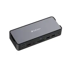 Produktbild: Verbatim USB-C Pro Docking Station, 15-in-1 Hub, Multiport Adapter zu HDMI 4K und 8K, USB-A und USB-C, PD 80 W, AUX, Card Reader, für Mac / Windows Laptop und Co