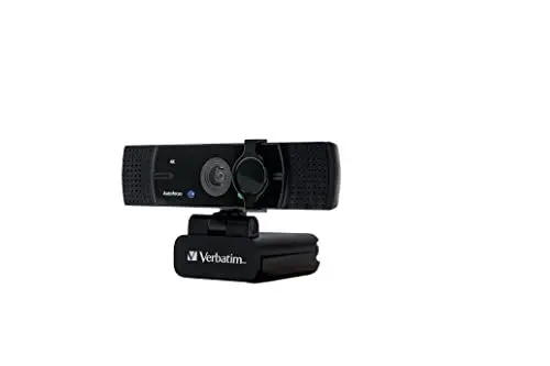 Produktbild: Verbatim Webcam mit Dual-Mikrofon, externe Kamera für Computer oder Laptop mit Ultra HD 4K Autofokus, drehbar um 360°, für Video-Calls im Homeoffice oder als Streaming Cam
