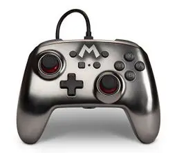 Produktbild: Verbesserter Kabelgebundener PowerA Controller für Nintendo Switch – Mario Silver, Gamepad, Game-Controller, Kabelgebundener Controller, Offiziell Lizenziert