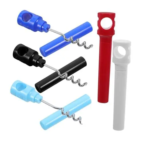 Produktbild: VERDANVERSE 5 Stück Tragbarer Weinkorkenzieher Kompakter Flaschenöffner Für Rotwein Manuelle Korkenzieher Für Reisen Abnehmbares Design Bunte Farben (schwarz Hellblau Rot)