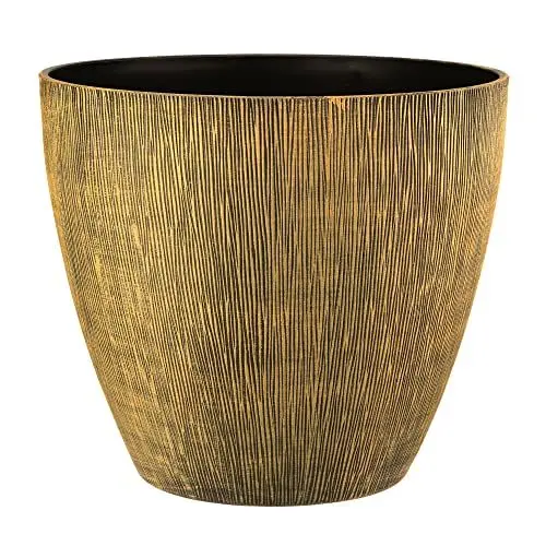 Produktbild: VERDENIA Arizona Blumentopf Leichter Blumenkübel Balkonblumentopf Dekorativer Topf für Pflanzen für Innen und Außenbereich Pflanztopf aus Kunststoff Runder Viele Farben 23cm 23401 Bambus