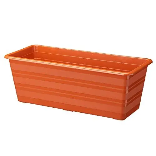Produktbild: VERDENIA Blumentopf Draco - Balkonblumentopf - Blumenkübel - Dekorativer Topf für Pflanzen für Außenbereich - Pflanztopf aus Kunststoff - Balkon Garten Viele Farben - 40x17,1x14cm - Terrakotta