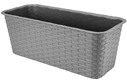 Produktbild: VERDENIA Blumentopf Leichter Blumenkübel Balkonblumentopf Dekorativer Topf für Pflanzen für Außenbereich Pflanztopf aus Kunststoff Balkon Garten Viele Farben 40cm 7002 Grau