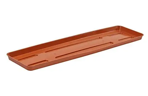 Produktbild: VERDENIA Blumentopf Untersetzer Draco - Blumenuntersetzer für Pflanzen und Kräuter Blumentopfuntersetzer für Außen - aus Kunststoff - Leicht und Stabil - Rechteckig - 60x15x2,5cm - Terracotta