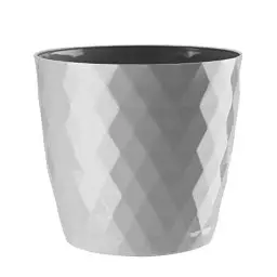 Produktbild: VERDENIA Cristal Blumentopf Leichter Blumenkübel Balkonblumentopf Dekorativer Topf für Pflanzen für Innen und Außenbereich Pflanztopf aus Kunststoff Runder Viele Farben 12cm Grau