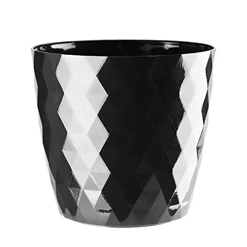 Produktbild: VERDENIA Cristal Blumentopf Leichter Blumenkübel Balkonblumentopf Dekorativer Topf für Pflanzen für Innen und Außenbereich Pflanztopf aus Kunststoff Runder Viele Farben 18cm Schwarz
