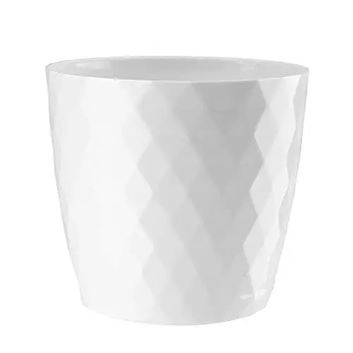 Produktbild: VERDENIA Cristal Blumentopf Leichter Blumenkübel Balkonblumentopf Dekorativer Topf für Pflanzen für Innen und Außenbereich Pflanztopf aus Kunststoff Runder Viele Farben 20cm Weiß