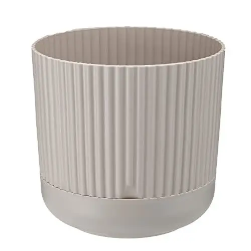 Produktbild: VERDENIA Nostalgia Blumentopf Leichter Blumenkübel Balkonblumentopf Dekorativer Topf für Pflanzen für Innen und Außenbereich Pflanztopf aus Kunststoff Runder Viele Farben 18x18x17cm Beige