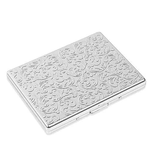 Produktbild: Verdicktes Zigarettenetui 10 100s, einseitig breite Metall geprägte Oberfläche für Männer und Frauen Zigaretten (Silber)