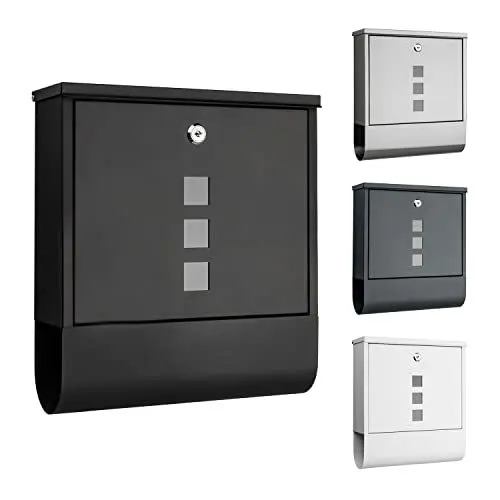 Produktbild: VERDOBA Briefkasten schwarz matt mit Zeitungsfach - Briefkasten schwarz mit Schloss - Wandbriefkasten - moderner Briefkasten mit Zeitungsfach und Sichtfenster