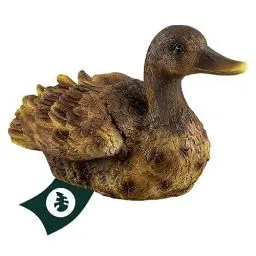 Produktbild: VERDOBA Gartendekoration Ente aus Kunstharz handbemalt - Gartenfiguren für außen & Wintergarten Dekoration - Garten Figur aus Kunststein, Kunstharz - Teich Dekoration (schwimmende Ente, braun)