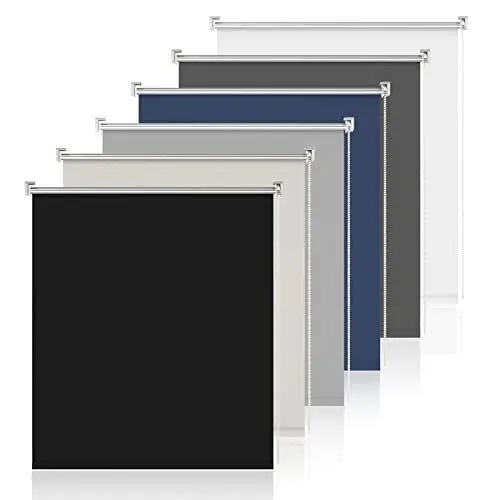 Produktbild: Verdunkelungsrollo ohne Bohren Klemmrollos für Fenster ohne Bohren Schwarz B80 x H100cm-Stoffbreite 75cm Thermorollo Sichtschutz Sonnenschutz Fenster Rollo innen Fenster ohne Bohren