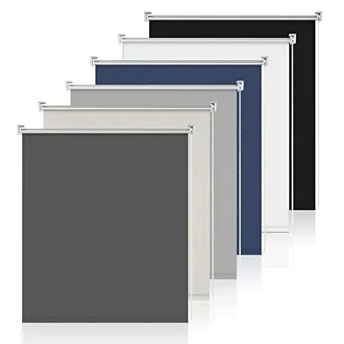 Produktbild: Verdunklungsrollo Klemmfix Rollo ohne Bohren Dunkelgrau B100 x H150cm-Stoffbreite 95cm Fenster Verdunkelung Jalousie Jalousien Sonnenschutz Fenster innen ohne Bohren