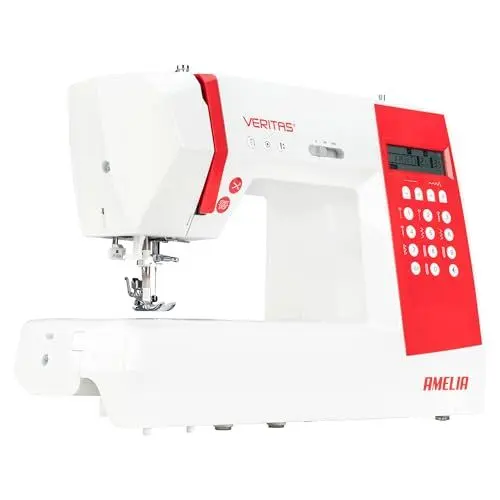 Produktbild: VERITAS Nähmaschine Amelia I Computer-Nähmaschine I 90 Programme inkl. Speicherfunktion I Stiche spiegeln I Auto-Fadenspannung & Einfädelhilfe I Fadenabschneider I LCD-Display & LED-Nählicht (weiß)