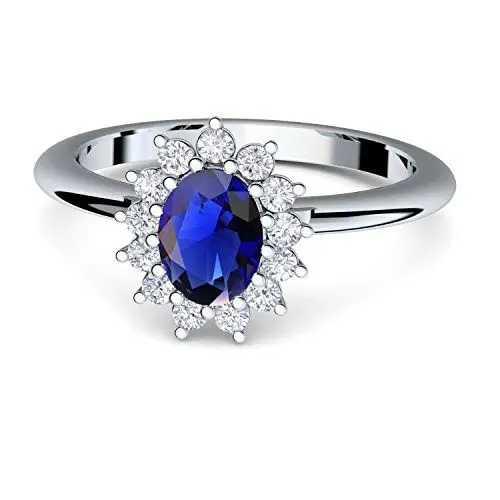 Produktbild: Verlobungsring blauer Stein wie Saphir von AMOONIC mit Zirkonia (wie Kate Middleton) + inklusive Gratis LUXUSETUI! Silber 925 wie Saphir Ring Silberring 925er FF587SS925SAFAZIFA58