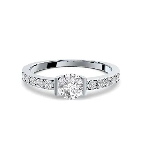 Produktbild: Verlobungsringe mit Zirkonia Stein + LUXUSETUI! Verlobungsring Heiratsantrag Idee Antrag Hochzeit Idee Silberring Ring Silber 925 Zirkonia wie Diamant Diamantring Damenring - FF204 SS925ZIFAZIFA60