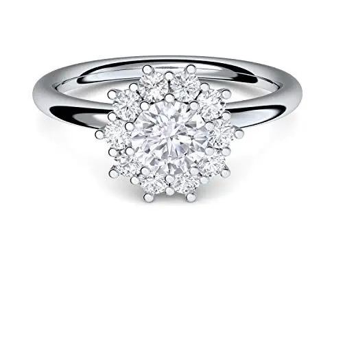 Produktbild: **Verlobungsringe von AMOONIC mit Zirkonia Stein* Silber 925 + LUXUSETUI* Cocktailring moderner Ring Designerring Einkaräter Antrag Silberringe Ring wie Diamant Weißgold AM48SS925ZIFAZIFA58
