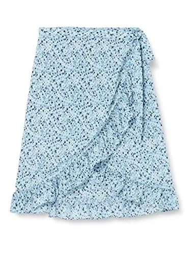 Produktbild: VERO MODA CURVE Damen Vmemma Henna H/W Wrap Blk Skirt Wv Cur Rock, Skyway/AOP:Caro Flower, 46 Große Größen EU