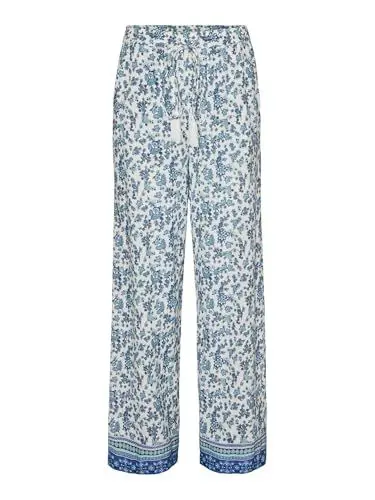 Produktbild: VERO MODA Damen Hose Milan, Wide fit, hohe Taille, Gemustert Dazzling Blue/Mira - M